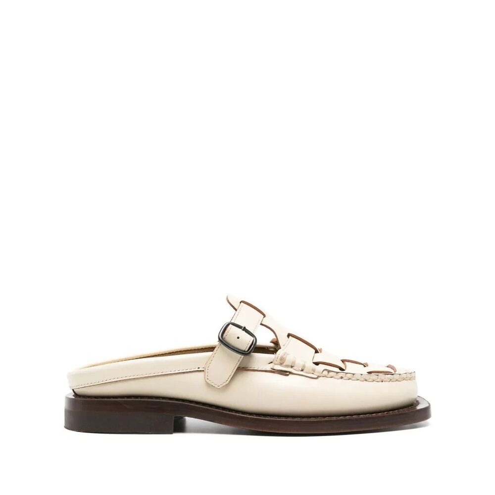 New $753 Hereu Bonell Leather Loafers Slides in Ecru Calf Leather 41 US 10.5